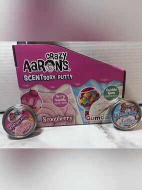 Set of 2 Mini Crazy Aaron’s Scentsory Putty Scoopberry & Gumballer. New/Sealed.